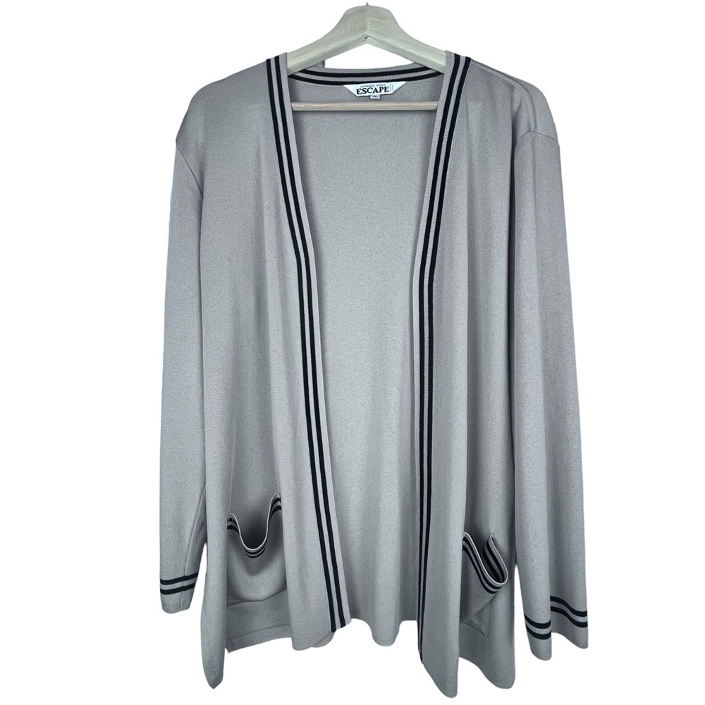 Howard Wolf Escape Vintage Beige Knit Open Front Cardigan (XL)